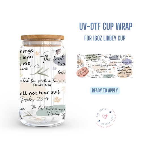 Bible Verses - UV DTF 16 oz Libbey Cup Wrap (Ready to Ship)