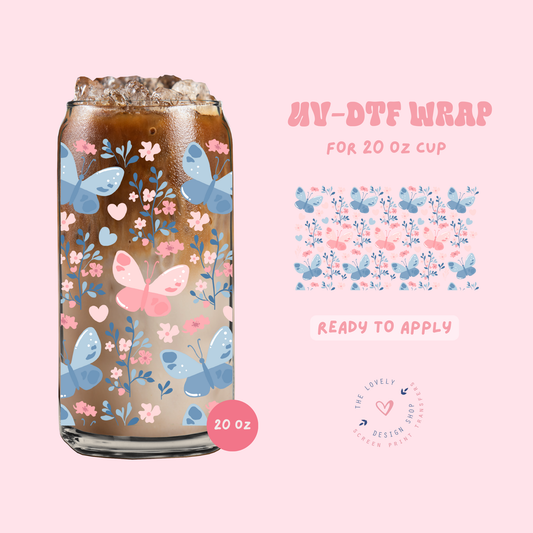 Floral Flutter - UV DTF 20 oz Libbey Cup Wrap - Feb 24