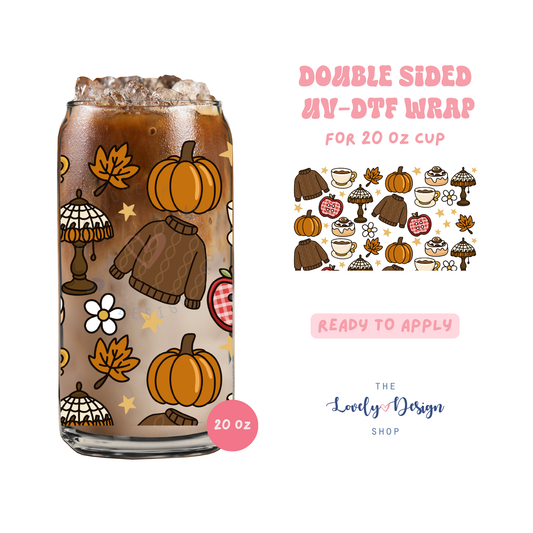 Cozy Fall - UV DTF 20 oz Libbey Cup Wrap - July 24