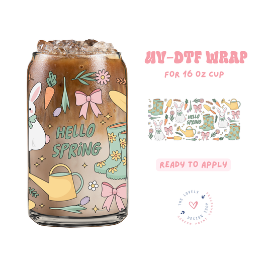 Hello Spring - UV DTF 16 oz Libbey Cup Wrap - Feb 4