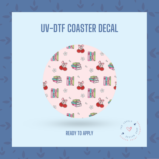 Coquette Cherry Books - UV DTF Coaster Decal - Jan 14