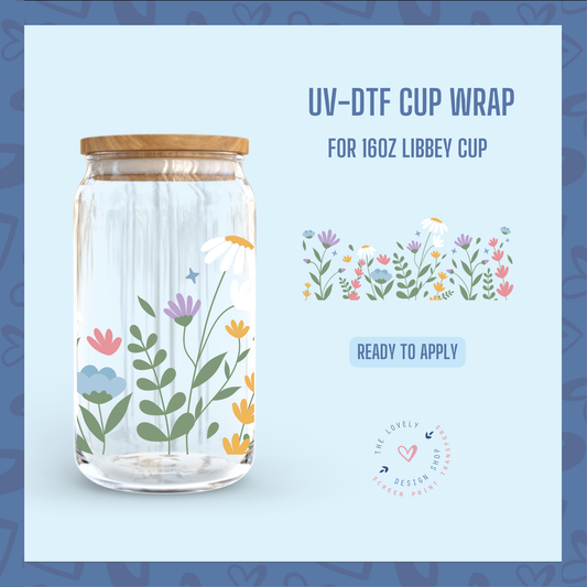 More Flower Fields - UV DTF 16 oz Libbey Cup Wrap (Ready to Ship) May 28