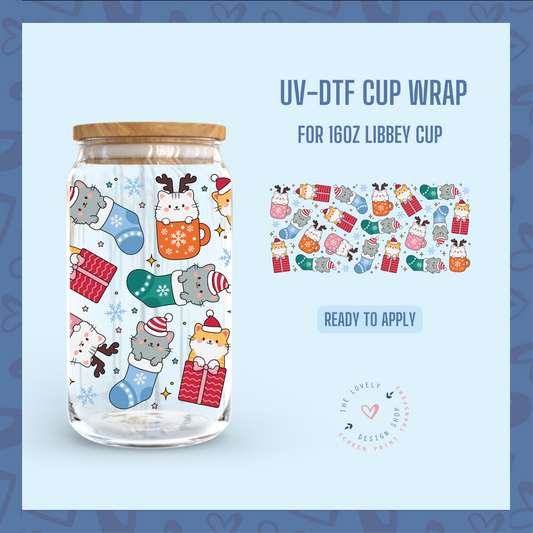 Christmas Cats - UV DTF 16 oz Libbey Cup Wrap - Oct 8
