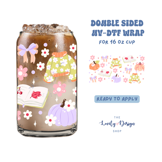 Autumn Happy  - UV DTF 16 oz Libbey Cup Wrap - Aug 27