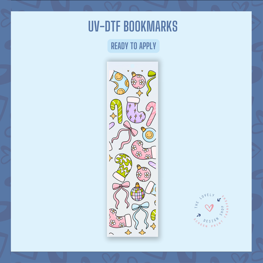 Groovy Pastel Christmas - UV DTF Bookmark Decal - Sep 16