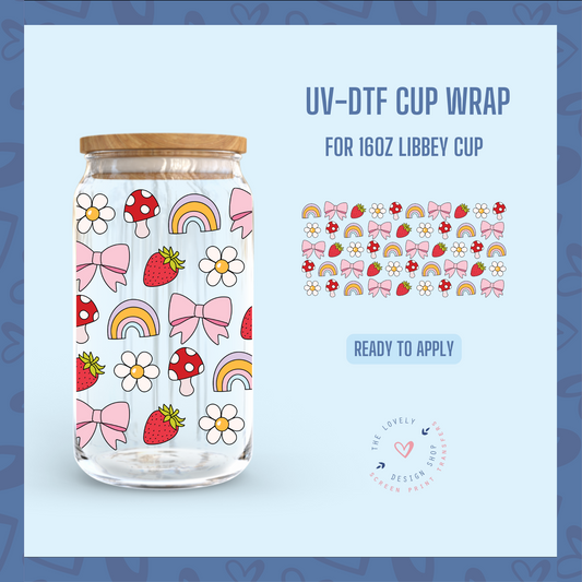 Happy Rainbow - UV DTF 16 oz Libbey Cup Wrap (Ready to Ship) May 13
