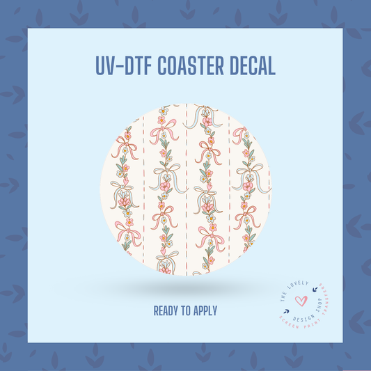 Vertical Spring Floral Garland With Bows - UV DTF Coaster Decal - Jan 20