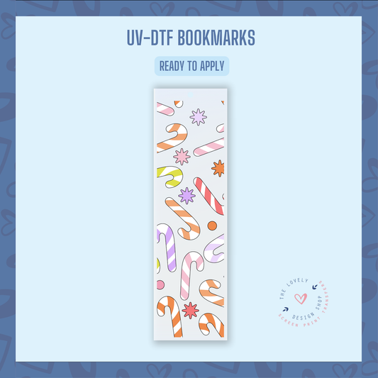 Pastel Candy Canes - UV DTF Bookmark Decal - Oct 21