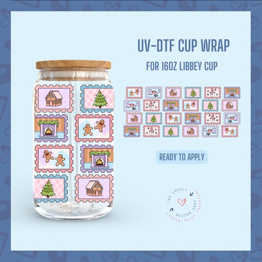 Christmas Stamps - UV DTF 16 oz Libbey Cup Wrap - Nov 12