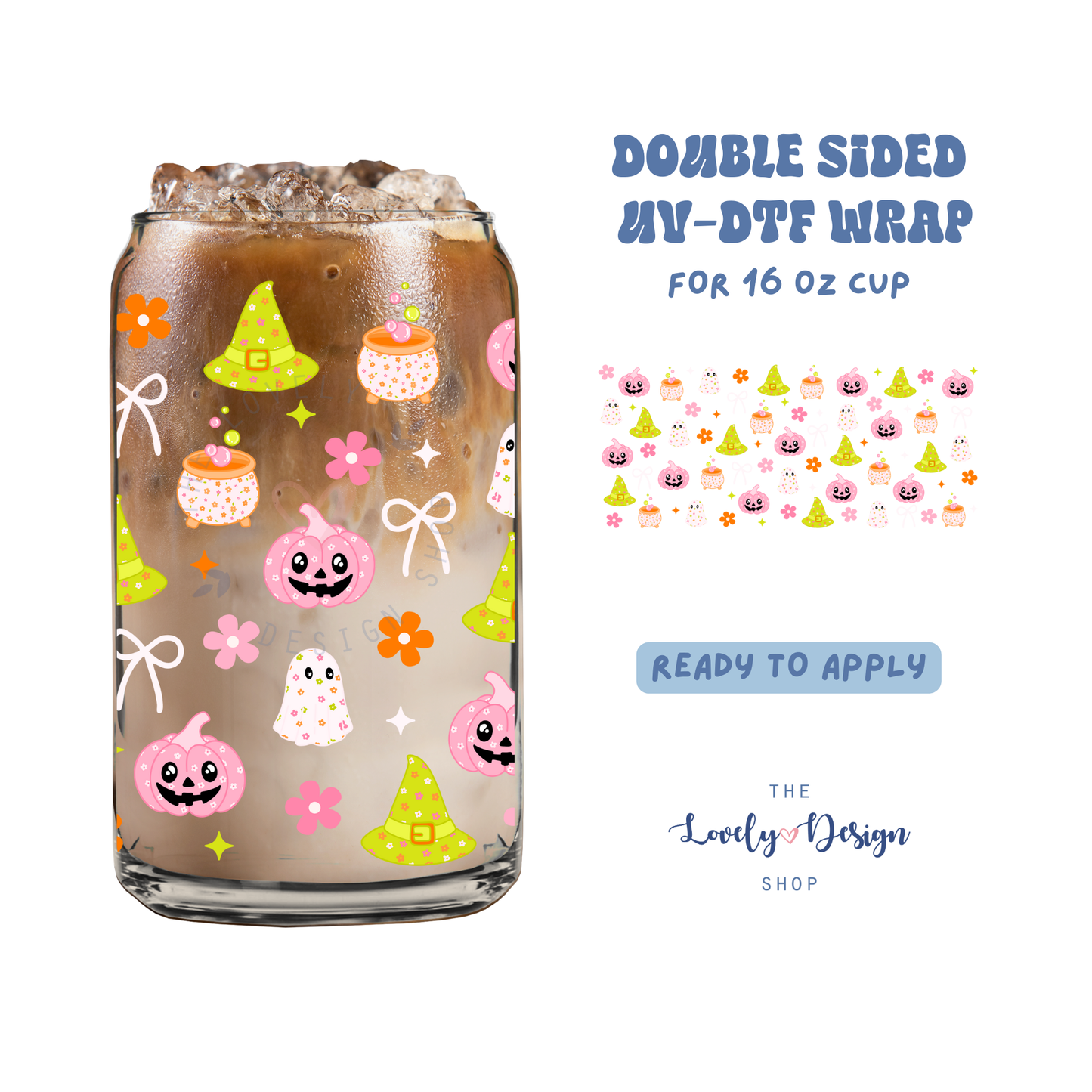 Cute Spooky - UV DTF 16 oz Libbey Cup Wrap - Sep 15