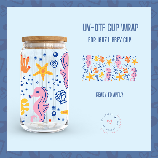 Under The Sea - UV DTF 16 oz Libbey Cup Wrap (Ready to Ship) Apr 17