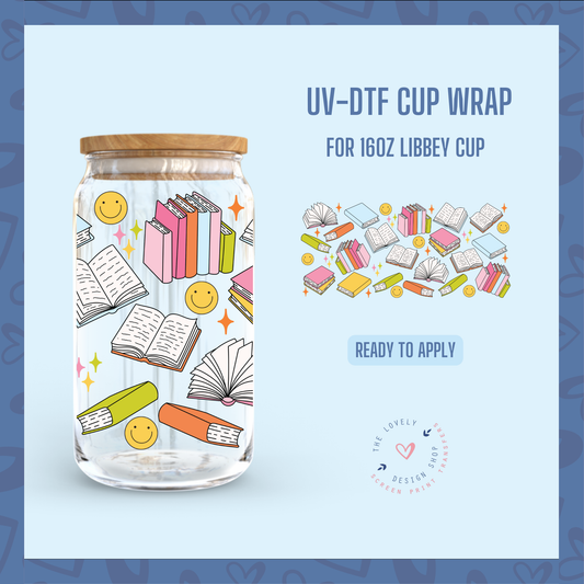 Crazy Books - UV DTF 16 oz Libbey Cup Wrap (Ready to Ship) Jul 15