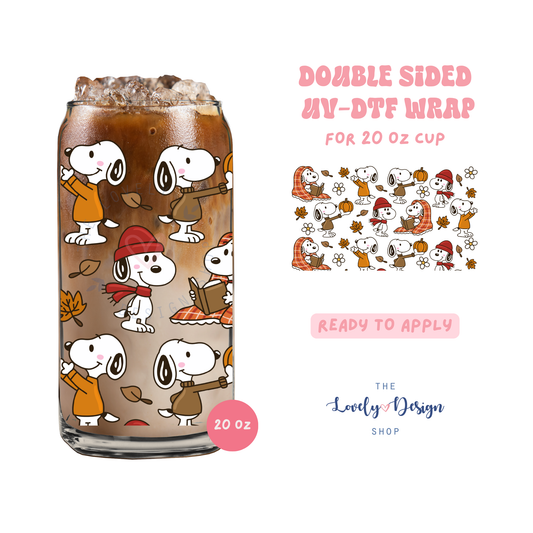 Fall Cute Dog - UV DTF 20 oz Libbey Cup Wrap - July 24