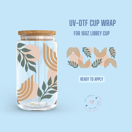 Boho Elements - UV DTF 16 oz Libbey Cup Wrap (Ready to Ship)