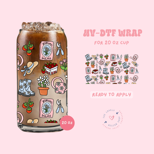 Garden Love - UV DTF 20 oz Libbey Cup Wrap - Jun 11