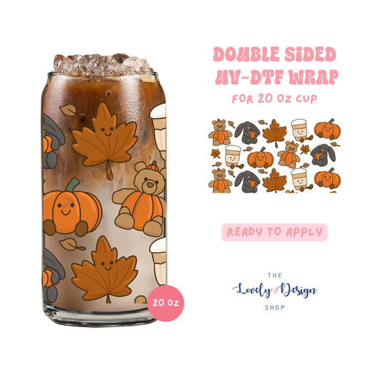 Fall Stuffies - UV DTF 20 oz Libbey Cup Wrap - July 24