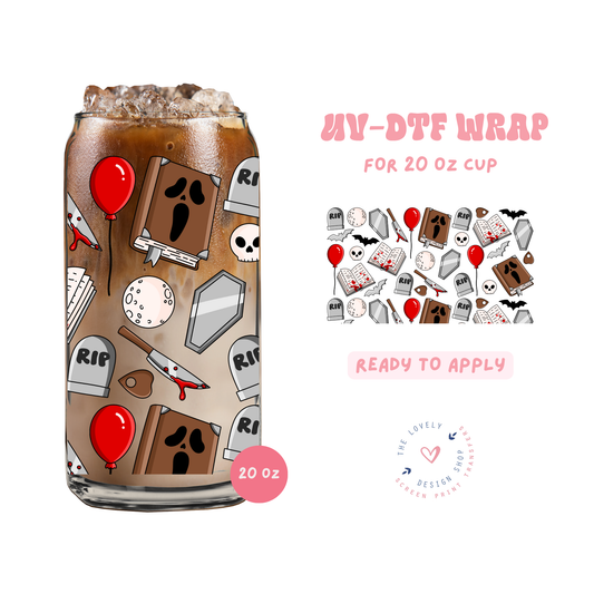 Horror - UV DTF 20 oz Libbey Cup Wrap - Jun 11