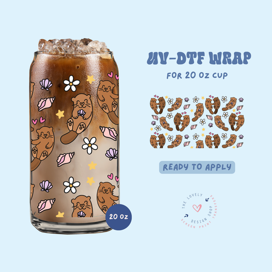 Cute Otters - UV DTF 20 oz Libbey Cup Wrap - Jun 11