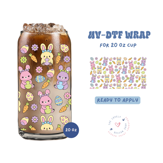Easter Bunnies - UV DTF 20 oz Libbey Cup Wrap - Feb 12