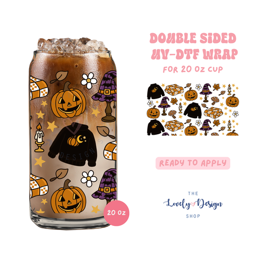 Cozy Halloween - UV DTF 20 oz Libbey Cup Wrap - July 24