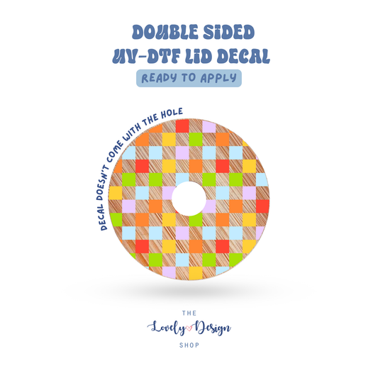 Rainbow Checkered - UV DTF Lid Decal - Aug 8