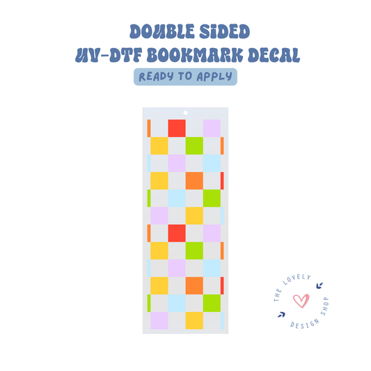 Rainbow Checkered - UV DTF Bookmark Decal - Aug 8