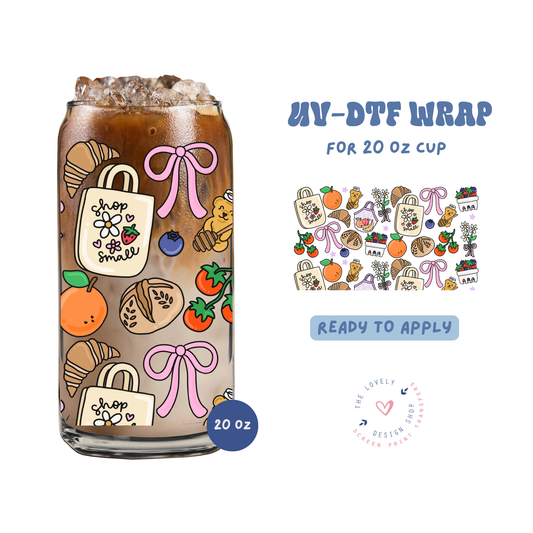 Farmers Market Goodies - UV DTF 20 oz Libbey Cup Wrap - Jan 27