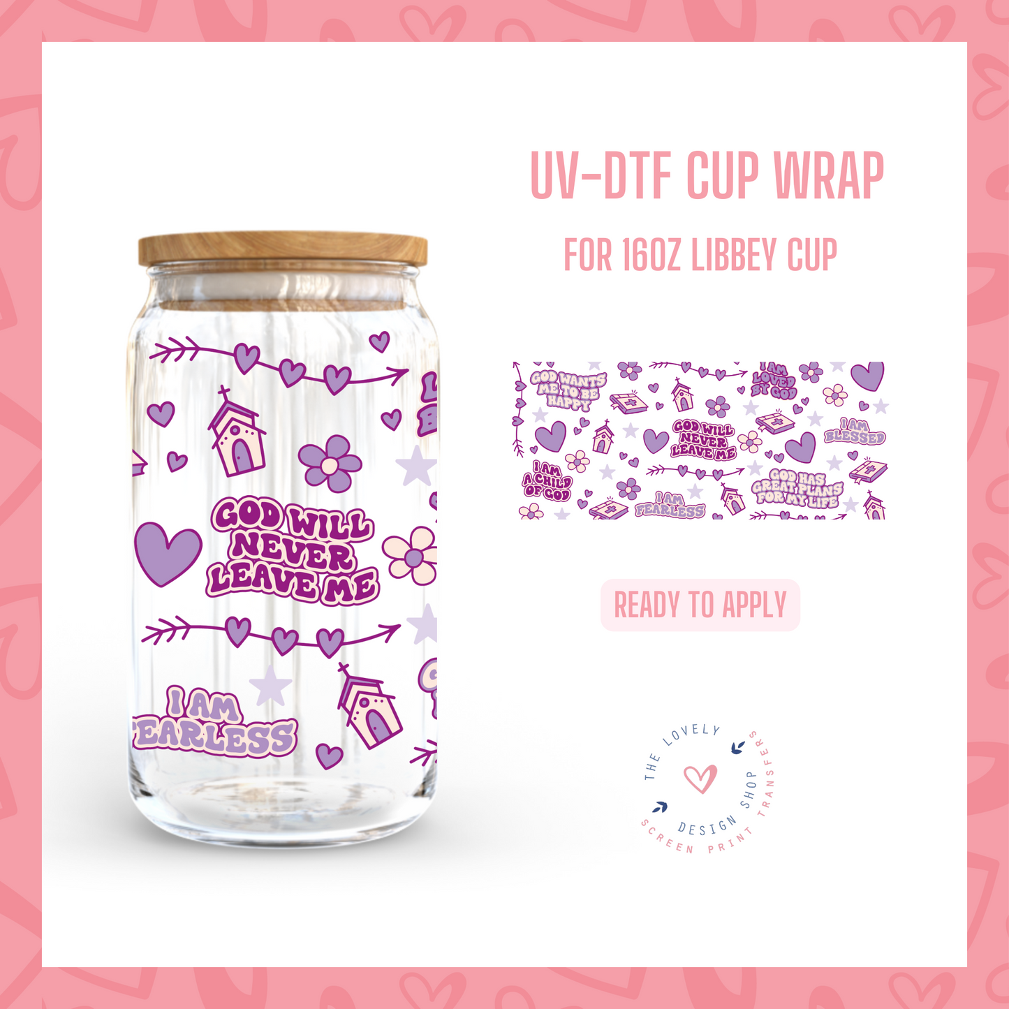 Purple God Affirmations - UV DTF 16 oz Libbey Cup Wrap (Ready to Ship)