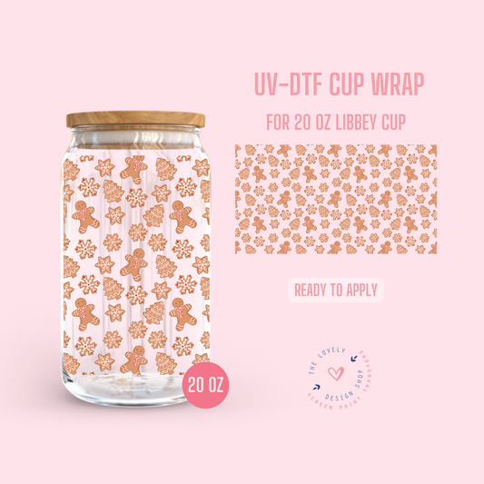 Classic Gingerbread Cookies - UV DTF 20 oz Libbey Cup Wrap - Nov 18