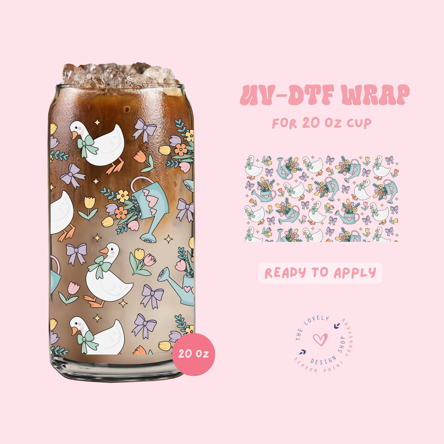 Ducks And Flowers - UV DTF 20 oz Libbey Cup Wrap - Feb 4