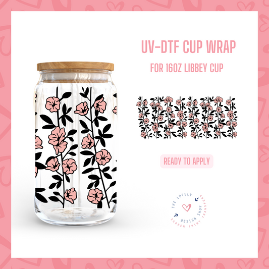 Poppy Garden - UV DTF 16 oz Libbey Cup Wrap (Ready to Ship)