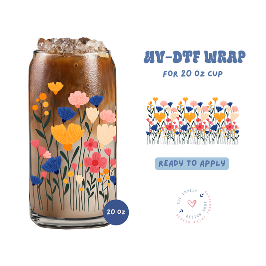 Whimsical Wildflowers - UV DTF 20 oz Libbey Cup Wrap - Feb 24