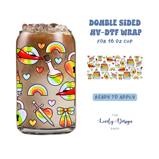 Rainbow Elements - UV DTF 16 oz Libbey Cup Wrap - Aug 8