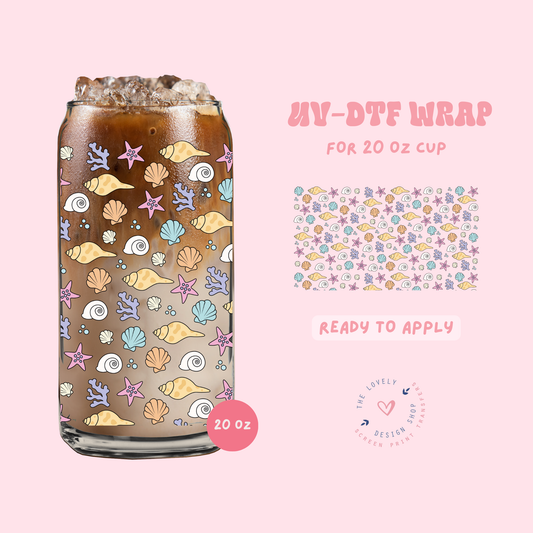 Mini Seashells - UV DTF 20 oz Libbey Cup Wrap - May 2
