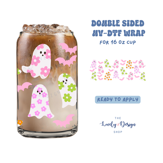 Daisy Ghosts - UV DTF 16 oz Libbey Cup Wrap - Aug 8