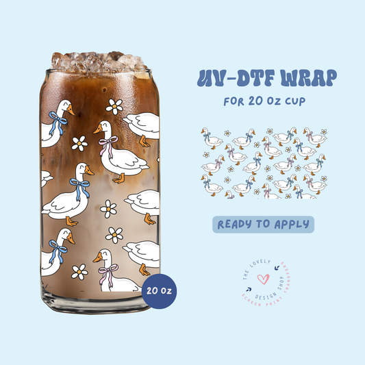 Coquette Geese - UV DTF 20 oz Libbey Cup Wrap - Jan 27