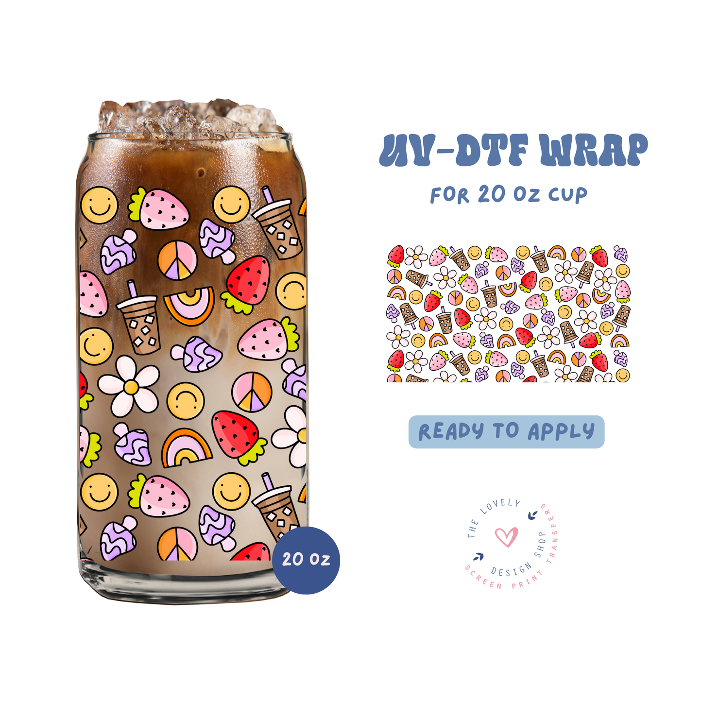 Groovy Theme - UV DTF 20 oz Libbey Cup Wrap - Jan 27
