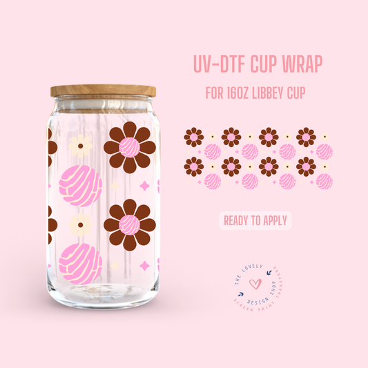 Concha Flowers - UV DTF 16 oz Libbey Cup Wrap - Aug 19