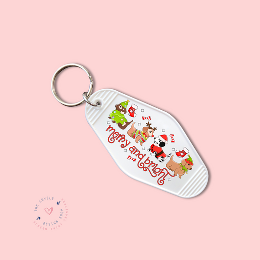 Dogs Merry And Bright-  Keychain UV DTF Decal - Oct 8