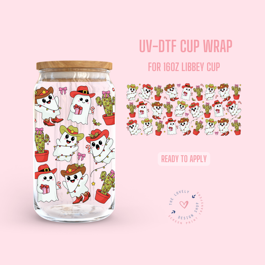 Christmas Cowboy Ghosts - UV DTF 16 oz Libbey Cup Wrap - Oct 15
