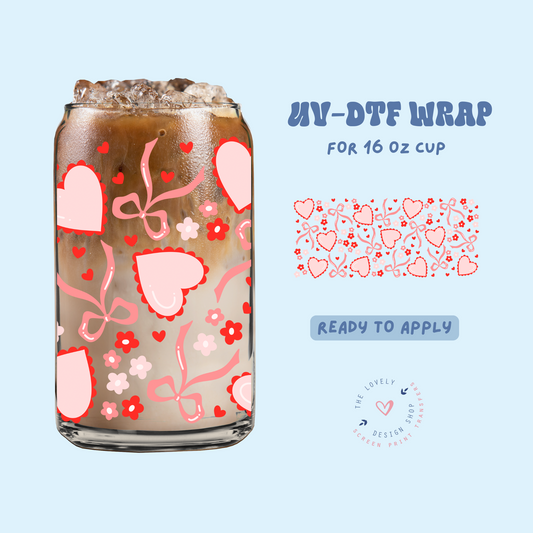More Coquette Hearts! - UV DTF 16 oz Libbey Cup Wrap - Feb 12