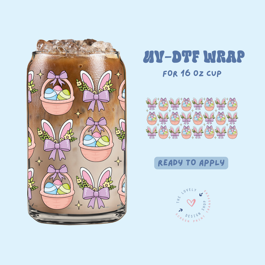 Easter Basket - UV DTF 16 oz Libbey Cup Wrap - Feb 19