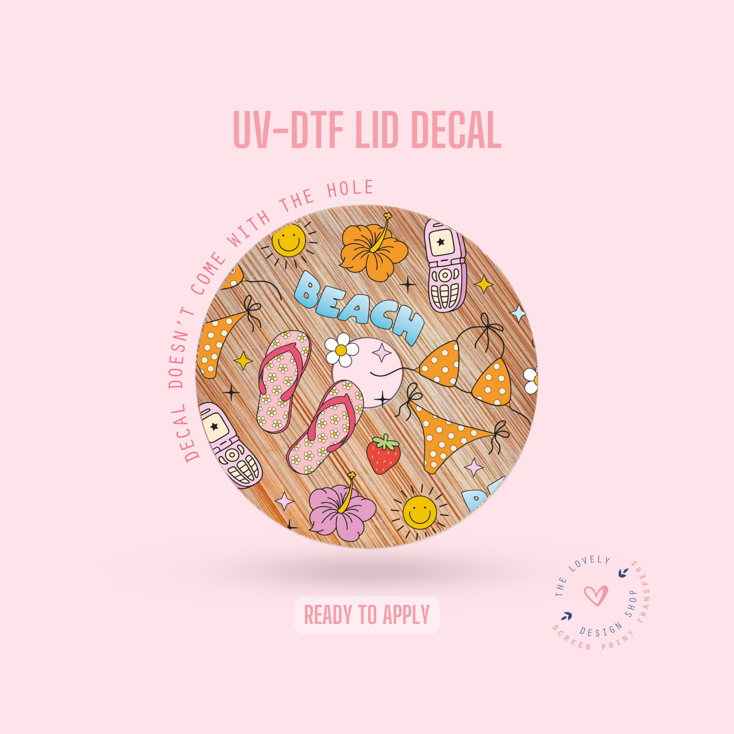 Summer Theme - UV DTF Lid Decal (Ready to Ship) Apr 29