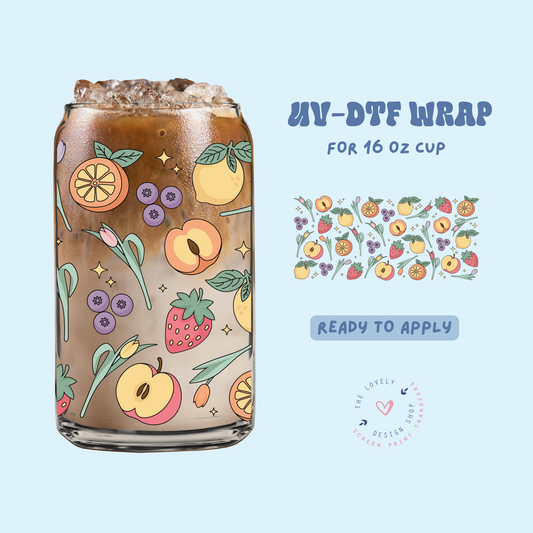 Spring Fruits - UV DTF 16 oz Libbey Cup Wrap - Feb 4