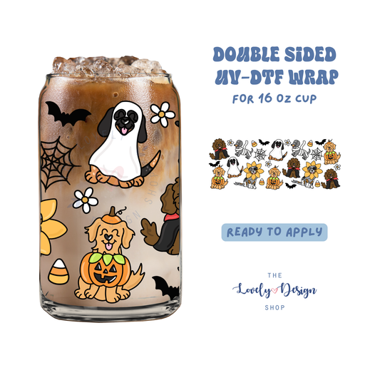 Spooky Pups - UV DTF 16 oz Libbey Cup Wrap - Aug 8