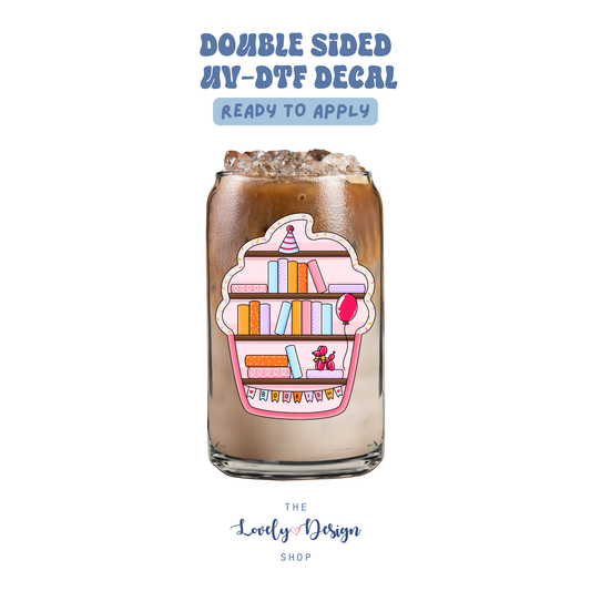 Bookish Cupcake Shelf - UV DTF Cup Decal - Sep 15