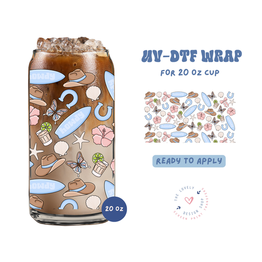 Howdy Coastal Cowgirl - UV DTF 20 oz Libbey Cup Wrap - Apr 23
