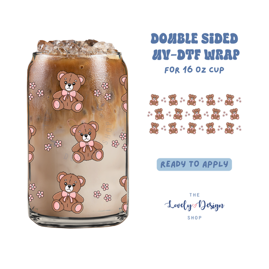 Blush Teddy - UV DTF 16 oz Libbey Cup Wrap - Aug 8