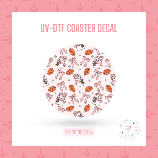 Fall Cozy Ghosts - UV DTF Coaster Decal - Aug 12