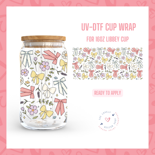 Bows and Wildflowers - UV DTF 16 oz Libbey Cup Wrap - Jan 14